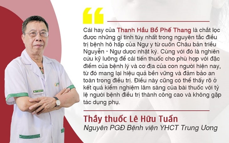 Thầy thuốc Lê Hữu Tuấn chia sẻ về hiệu quả của Thanh hầu bổ phế thang