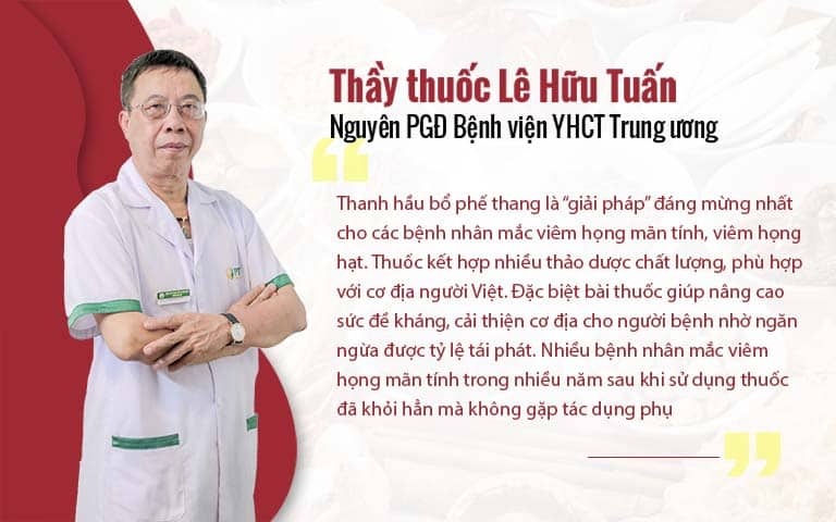 Đánh giá của bác sĩ Lê Hữu Tuấn về bài thuốc Thanh hầu bổ phế thang.