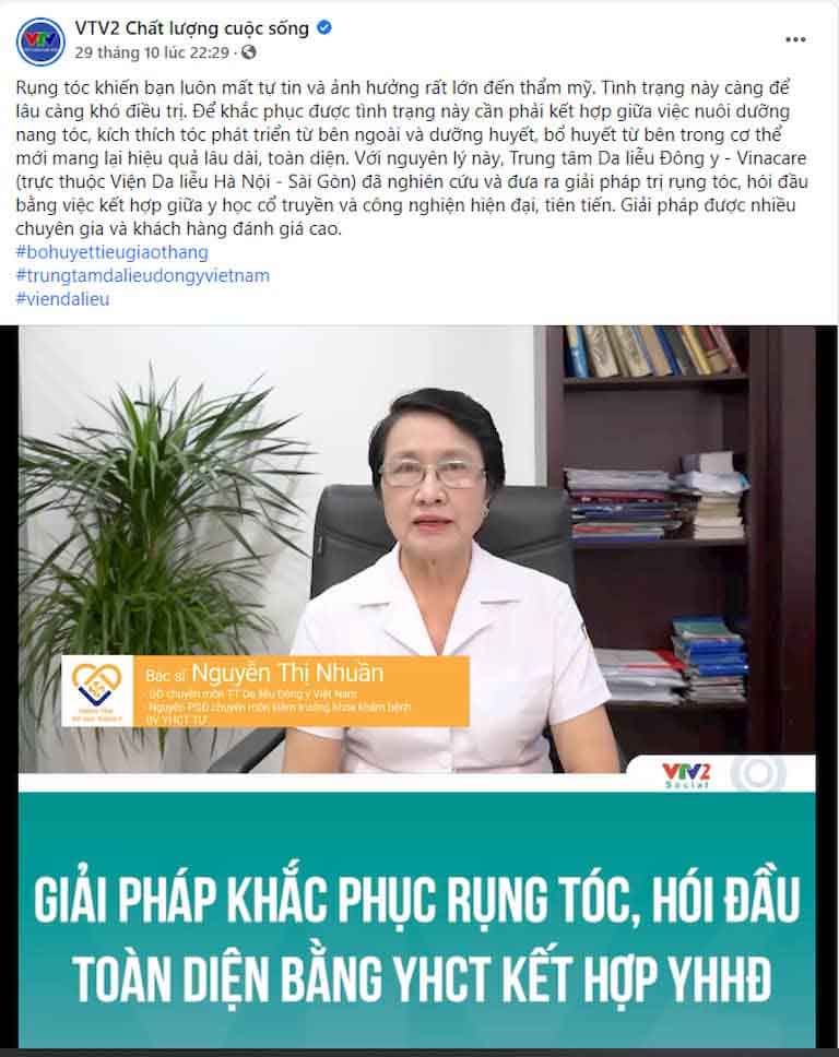 Chuyên gia VTV2 nhận định giải pháp điều trị rụng tóc toàn diện của Trung tâm Da liễu Đông y Việt Nam