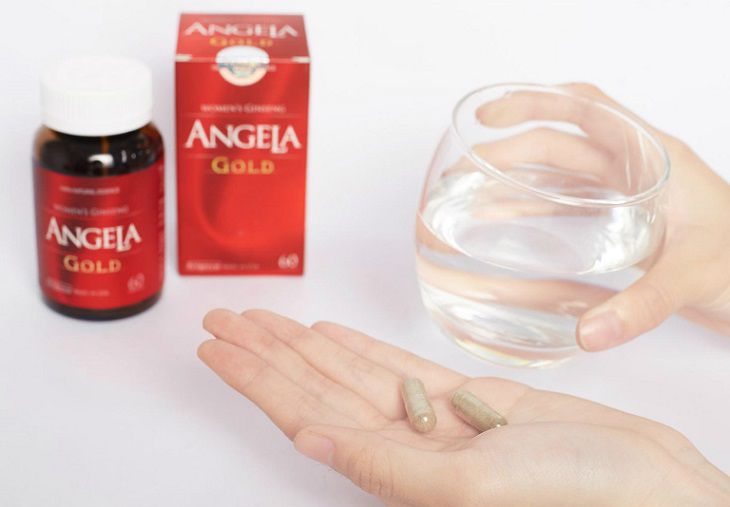 Người dùng uống thuốc Angela Gold 2 lần vào sáng và tối, trong hoặc sau bữa ăn.