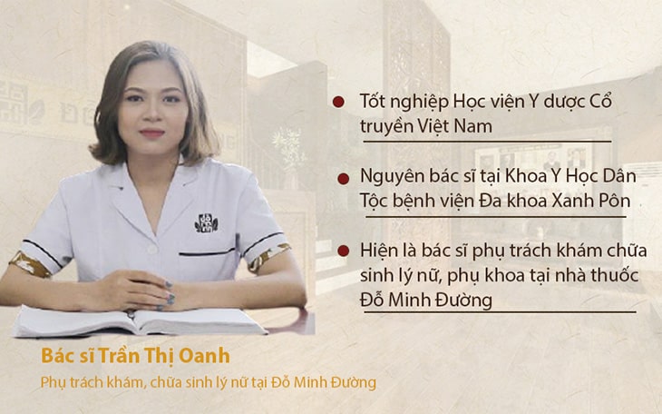 Bác sĩ Trần Thị Oanh - Phụ trách khám chữa Sinh lý nữ, phụ khoa tại Đỗ Minh Đường