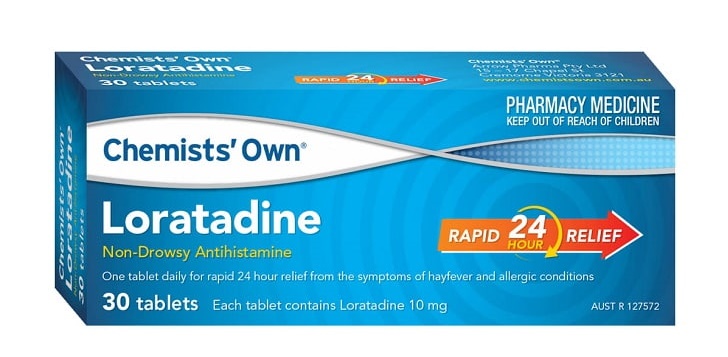 Thuốc trị ngứa da mặt dạng uống Loratadine 10mg